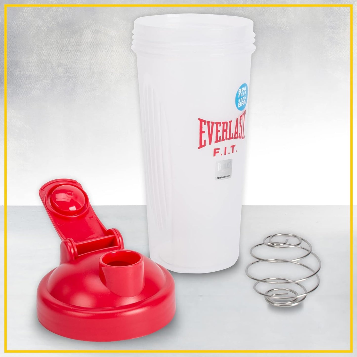 Everlast FIT 600ML 摇摇杯 - 防漏 - 摇摇杯带螺旋搅拌球,不含 BPA/DEHP,易于清洁,非常适合混合蛋白质奶昔。(红色)