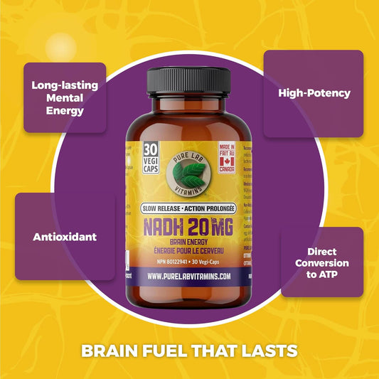 Pure Lab Vitamins Slow Release NADH 20 mg - 30 Vegi-Caps