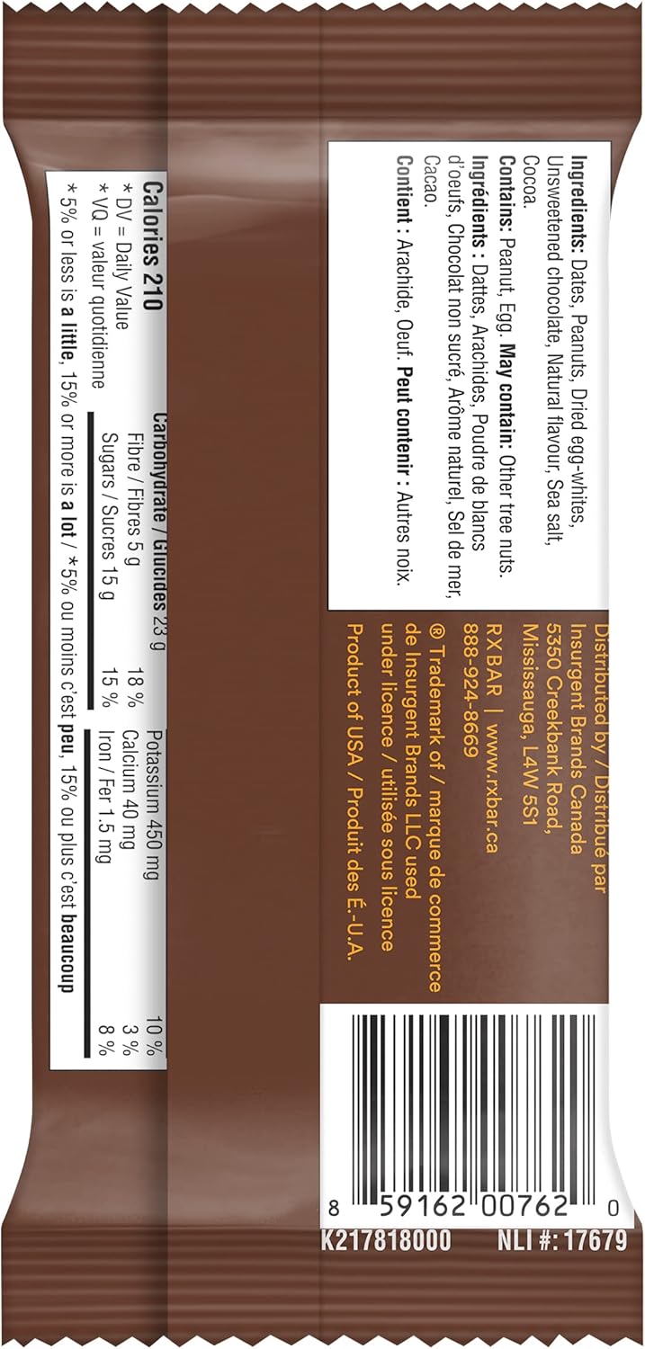 RXBAR 花生酱巧克力蛋白棒 12 x 52 克
