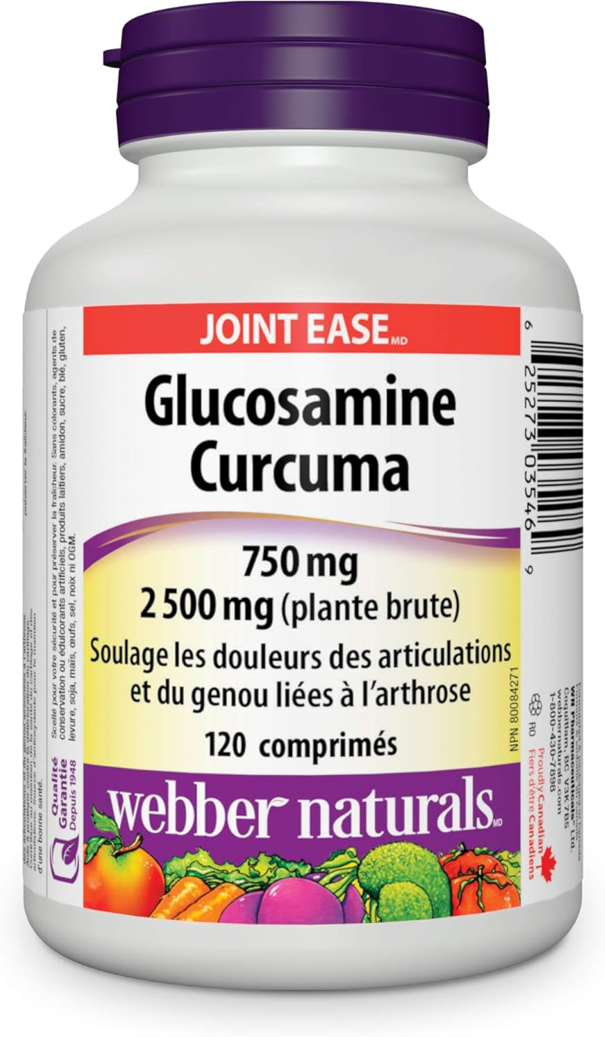Webber Naturals 葡萄糖胺與薑黃,120 片,促進消化、關節和抗氧化