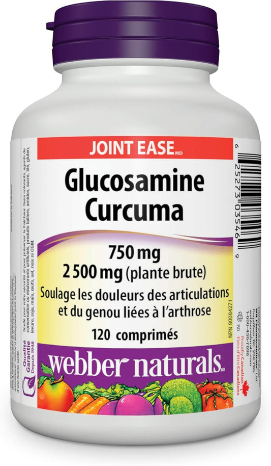 Webber Naturals Glucosamine with Turmeric, 120 Tablets, Digestion, Joint and Antioxidant Support