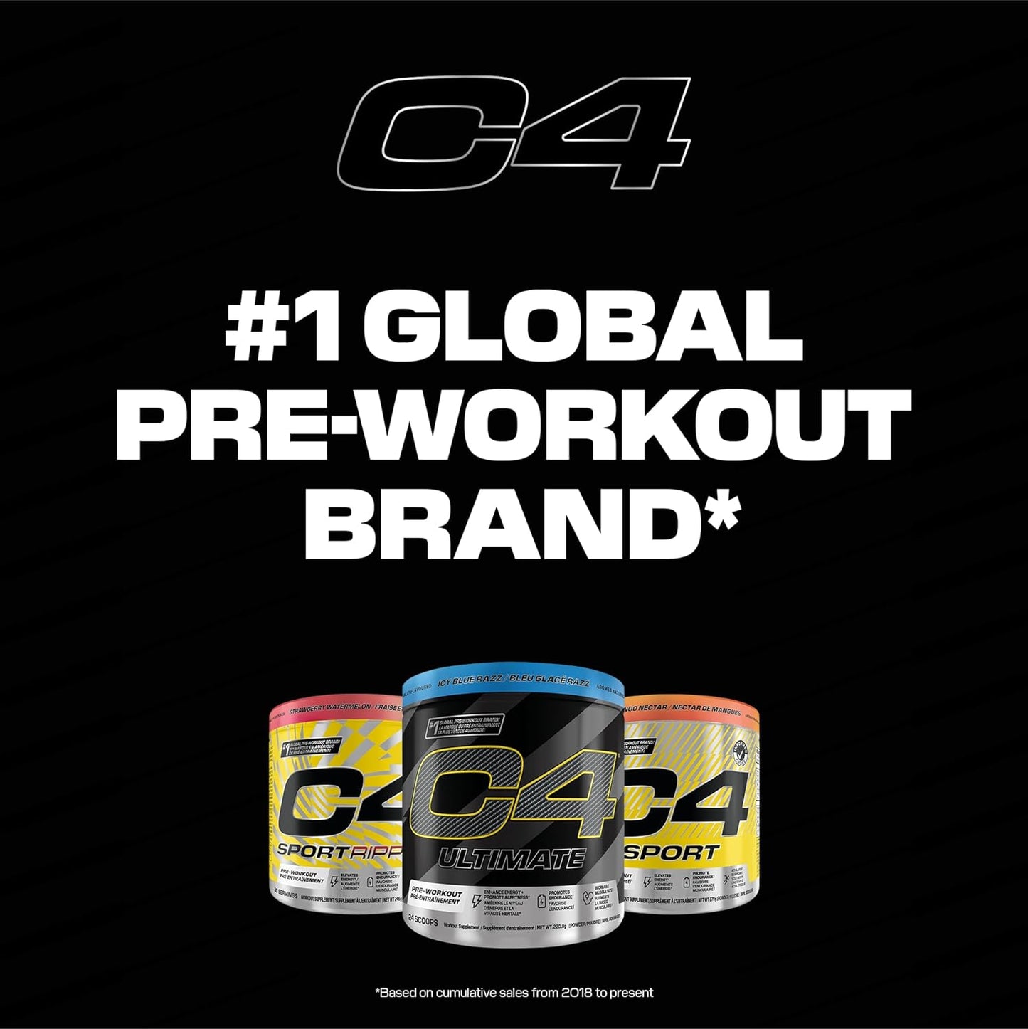 Cellucor C4 原廠運動前粉 - 男女適用無糖運動前能量 - 150 毫克咖啡因、β-丙氨酸、肌酸 - Icy Blue Razz,60 份