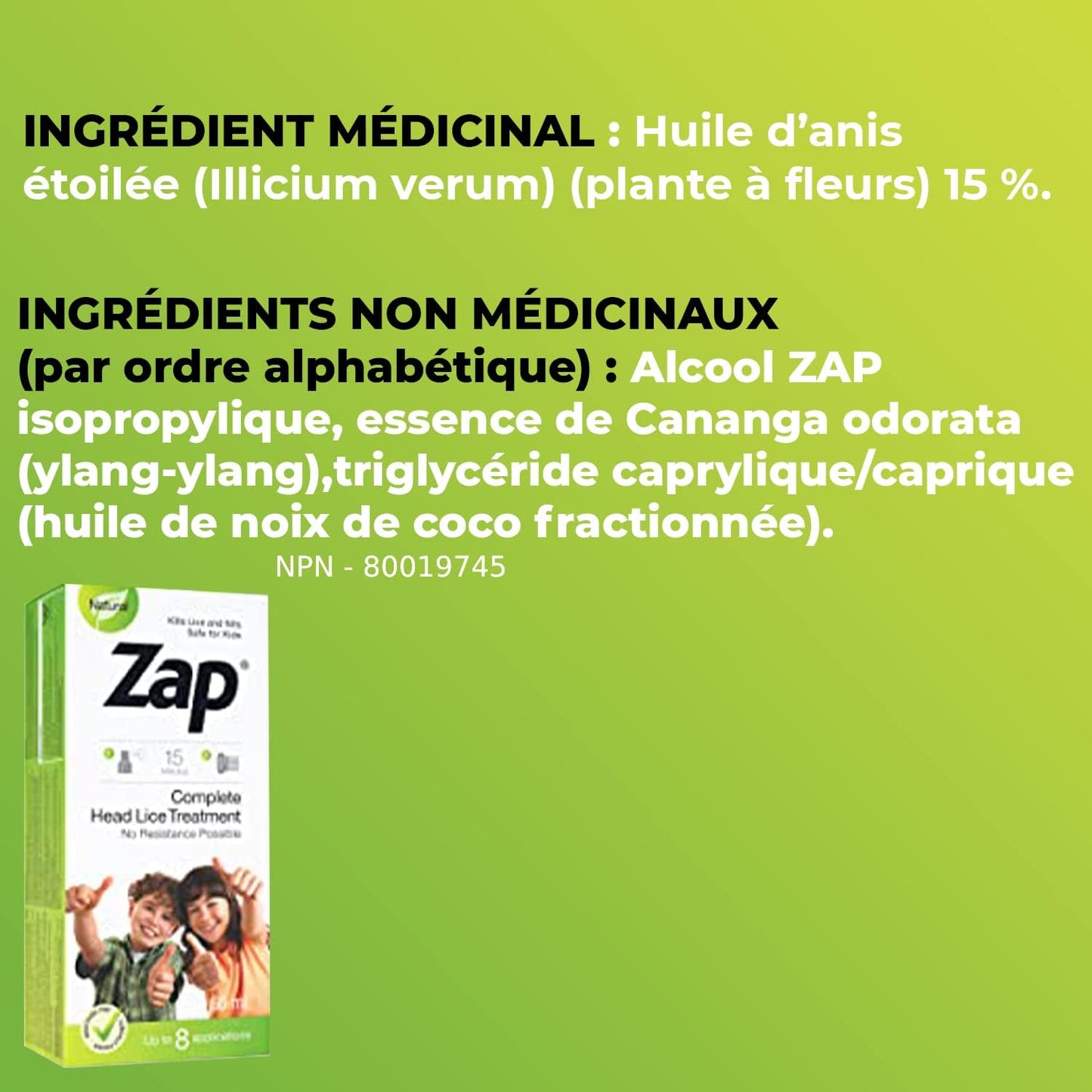 Zap 噴霧乳液 - 全面除蝨,60 毫升