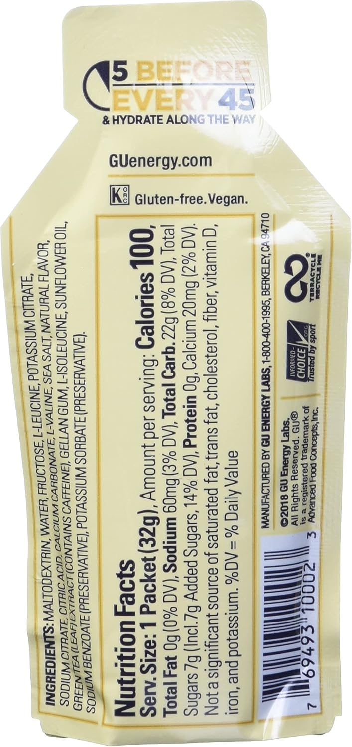 GU ENERGY 能量凝膠,檸檬味,24 粒 & GU ENERGY 原味運動營養能量凝膠,香草味,24 粒裝