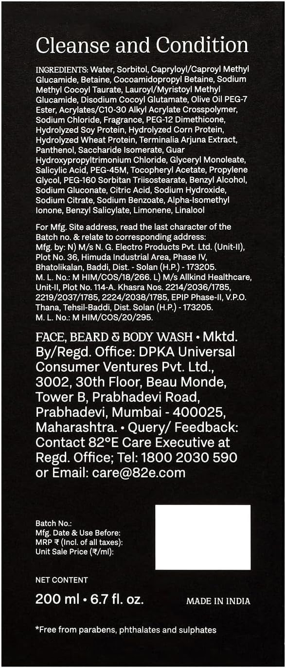 82E Face Beard and Body Cleanser - Fresh Citrus Cleanser Men 6.7 oz