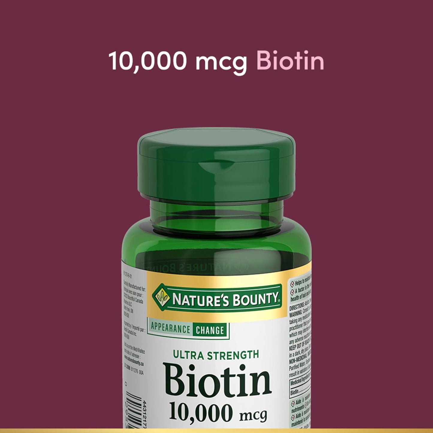 自然之寶生物素,超強效,10,000 微克,促進頭髮生長,使指甲更濃密、更健康,頭髮更濃密,皮膚更健康,幫助營養素代謝,軟膠囊,20.8 克