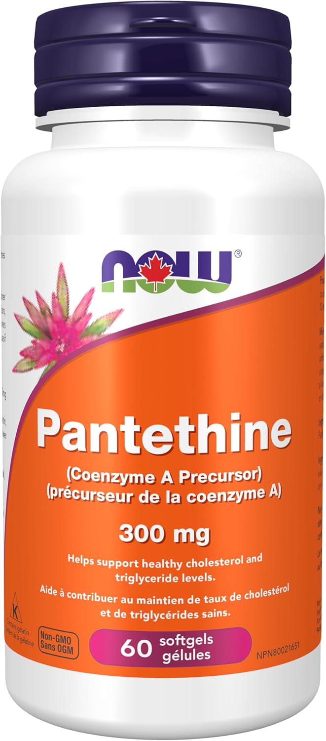 NOW Supplements, 泛硫乙胺(辅酶 A 前体)300 毫克,心血管健康*,60 粒软胶囊
