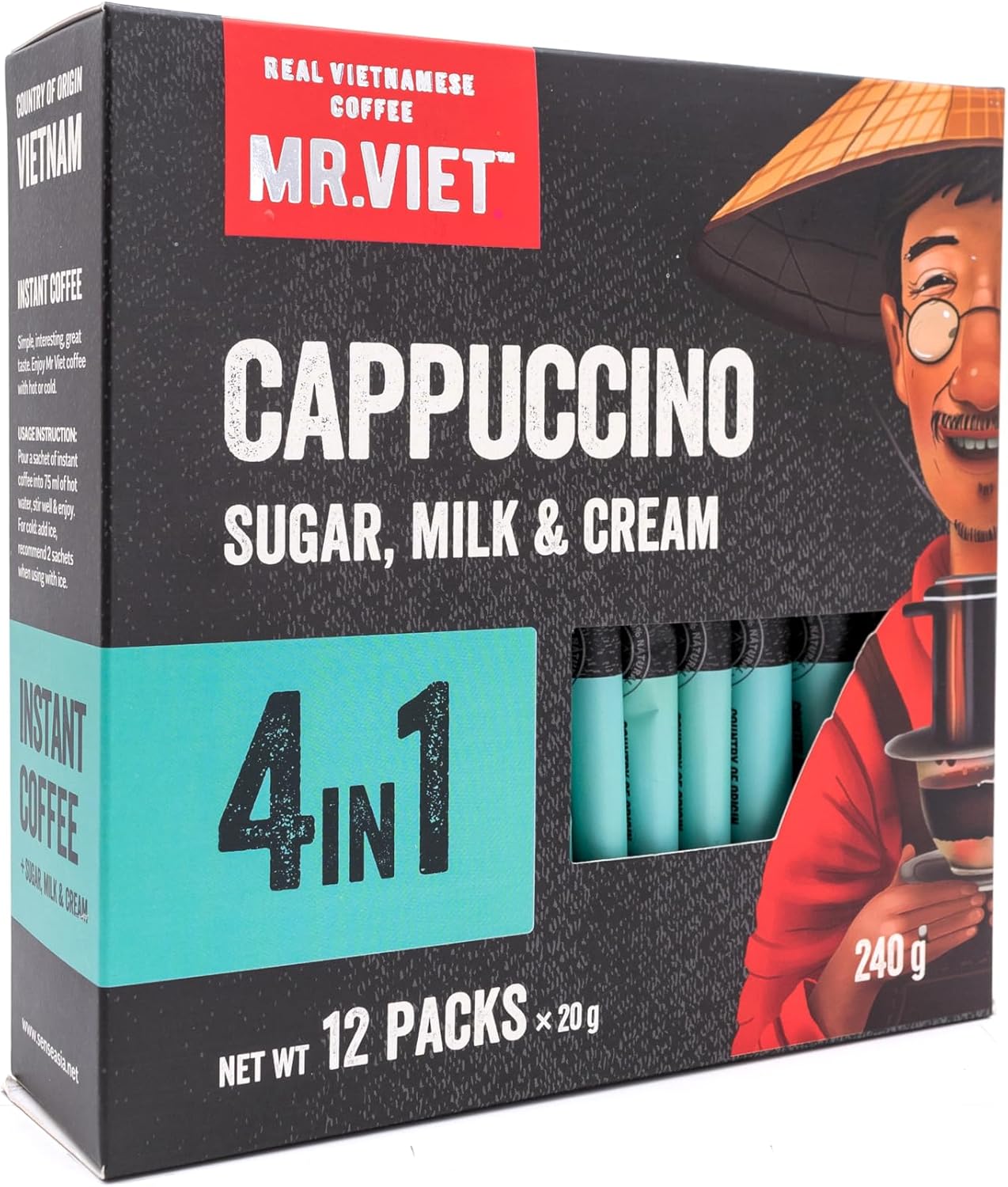 Mr.Viet 卡布奇诺速溶越南咖啡 4 合 1(20 克 x 12 份)