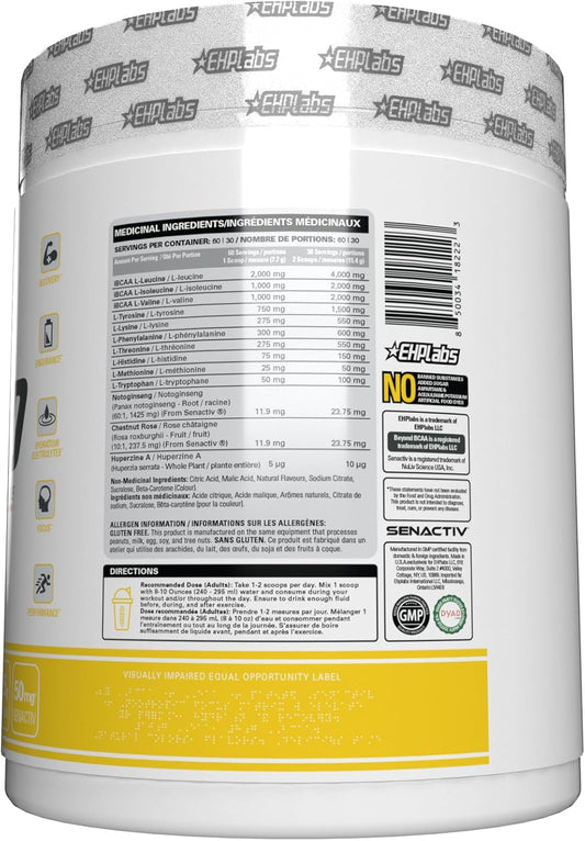 EHP Labs Beyond BCAA 氨基酸粉補充劑,用於肌肉恢復 - 8 克無糖 BCAA 氨基酸運動後恢復粉和 10 克 EAA 氨基酸粉 - 60 份(斐濟菠蘿)