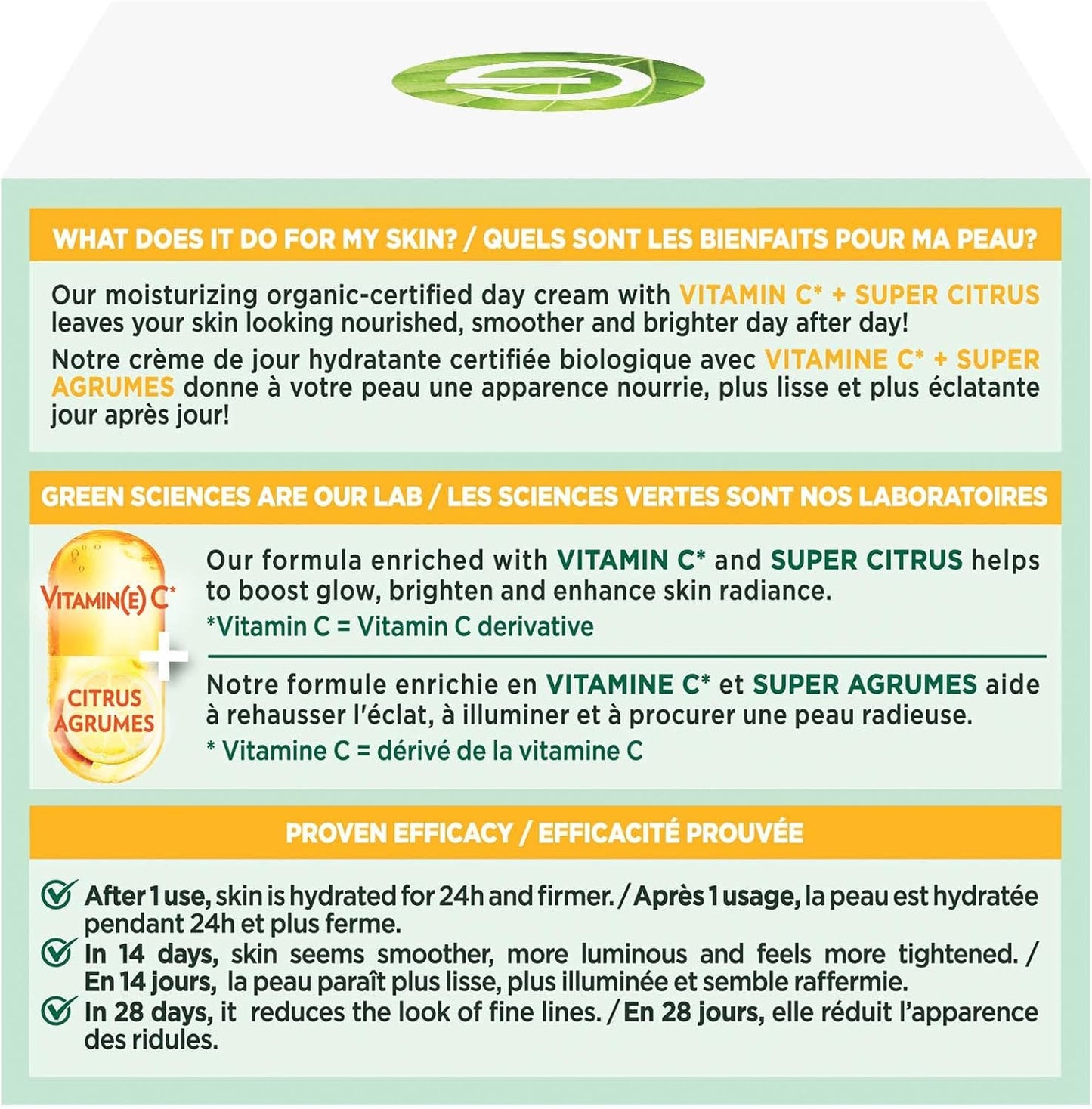 Garnier Vitamin C Moisturizing Brightening Day Cream with Super Citrus, Nourishes, Boosts Glow and Smooths Lines, for Brighter and Healthier Looking Skin, 50ml