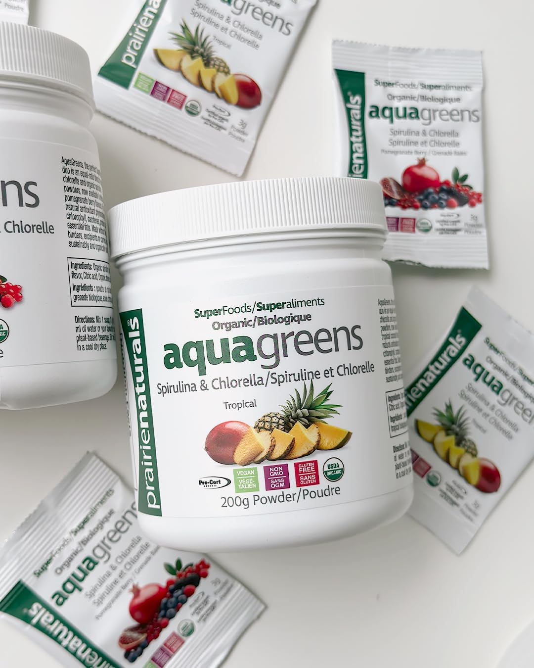 Prairie Naturals Organic Aqua Greens, Organic Spirulina & Chlorella Blend, Green Energizer, Detoxification, Antioxidant, Third-party tested, Vegan, Gluten-Free, Non-GMO, Grown sustainably and organically outside, Tropica…
