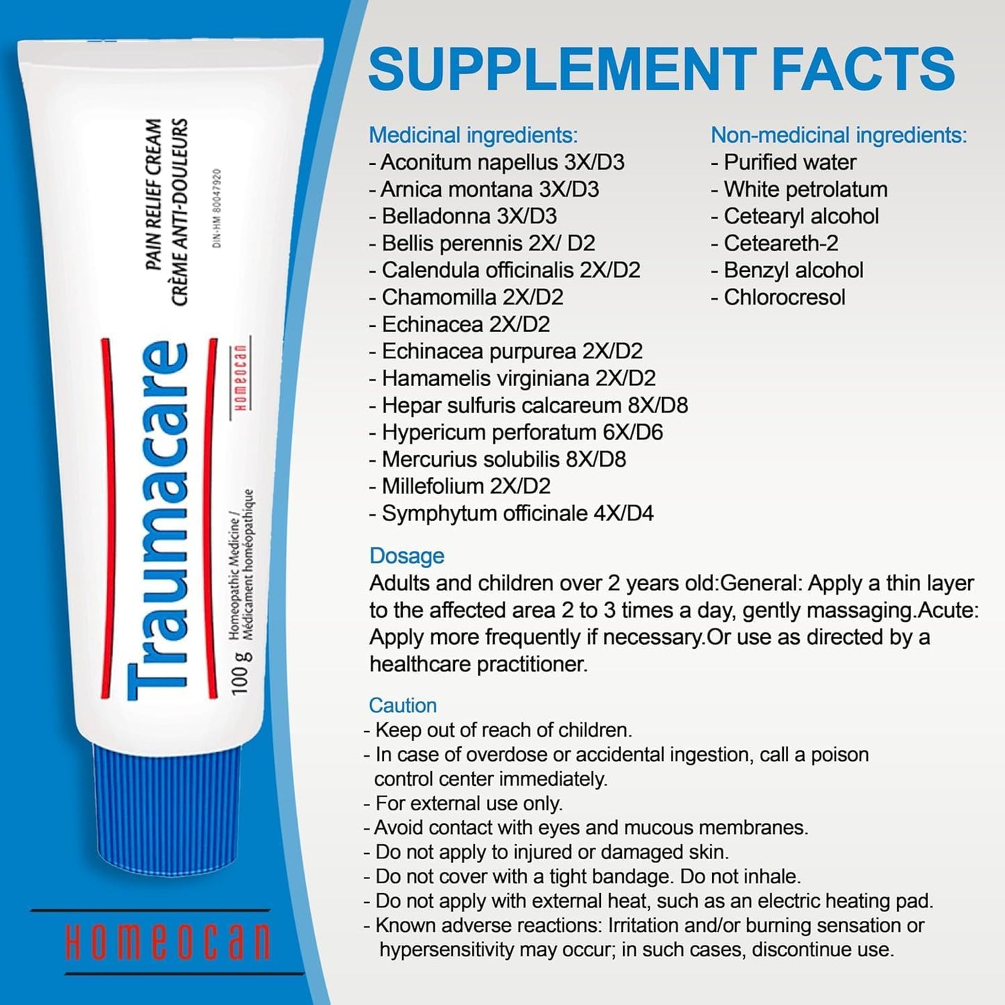 Traumacare 止痛膏 100g 管裝,舒緩肌肉和關節,山金車配方,不油膩,無香型,支持積極的生活方式,快速吸收,適合成人和兒童日常使用