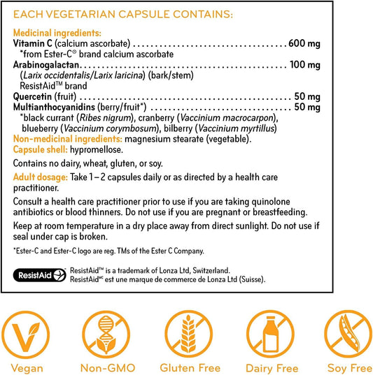 Sisu Ester-C 至尊膠囊,24 小時免疫支持,含抗氧化生物類黃酮和落葉松阿拉伯半乳聚醣,用於支持免疫系統,210 粒膠囊,不含柑橘、不含麩質、純素、非基因