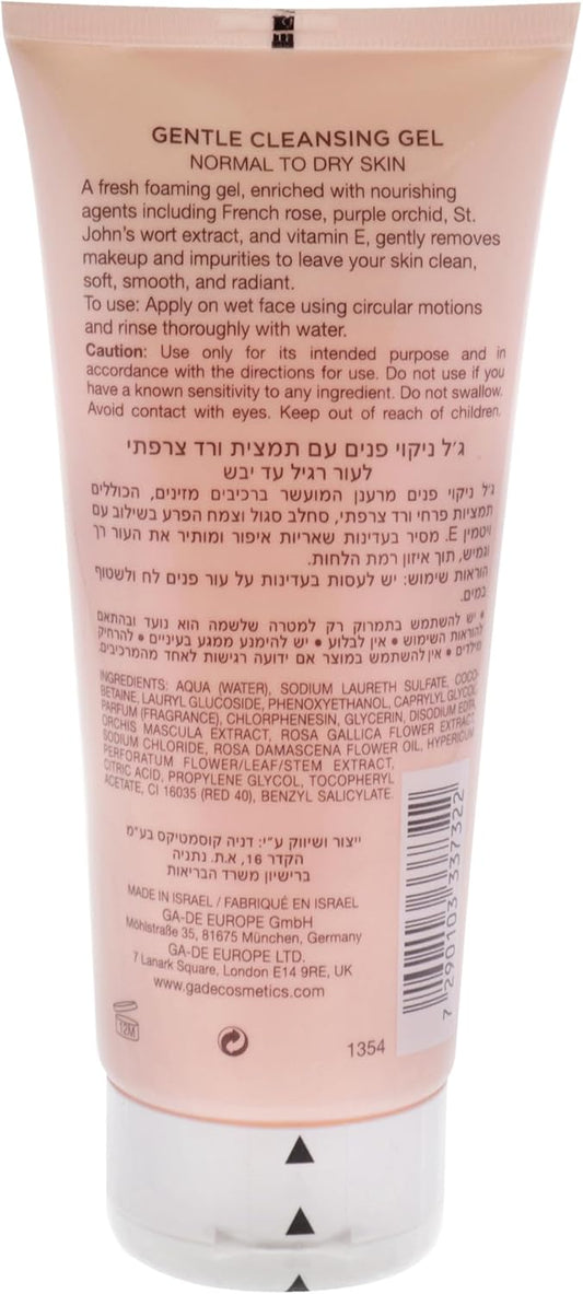 GA-DE Gentle Cleansing Gel - Normal to Dry Skin - Nourishing Fresh Cleansing Gel with French Rose, Purple Orchid, and Vitamin E - 6.7 oz