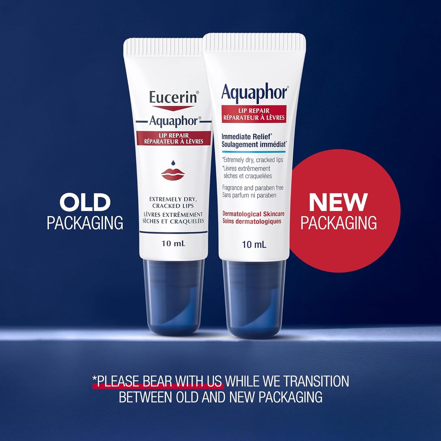 Aquaphor 唇部修复润唇膏,适用于极度干燥、皲裂和破裂的嘴唇,含有泛醇和维生素 C 和 E,无香料,不致粉刺,10 毫升