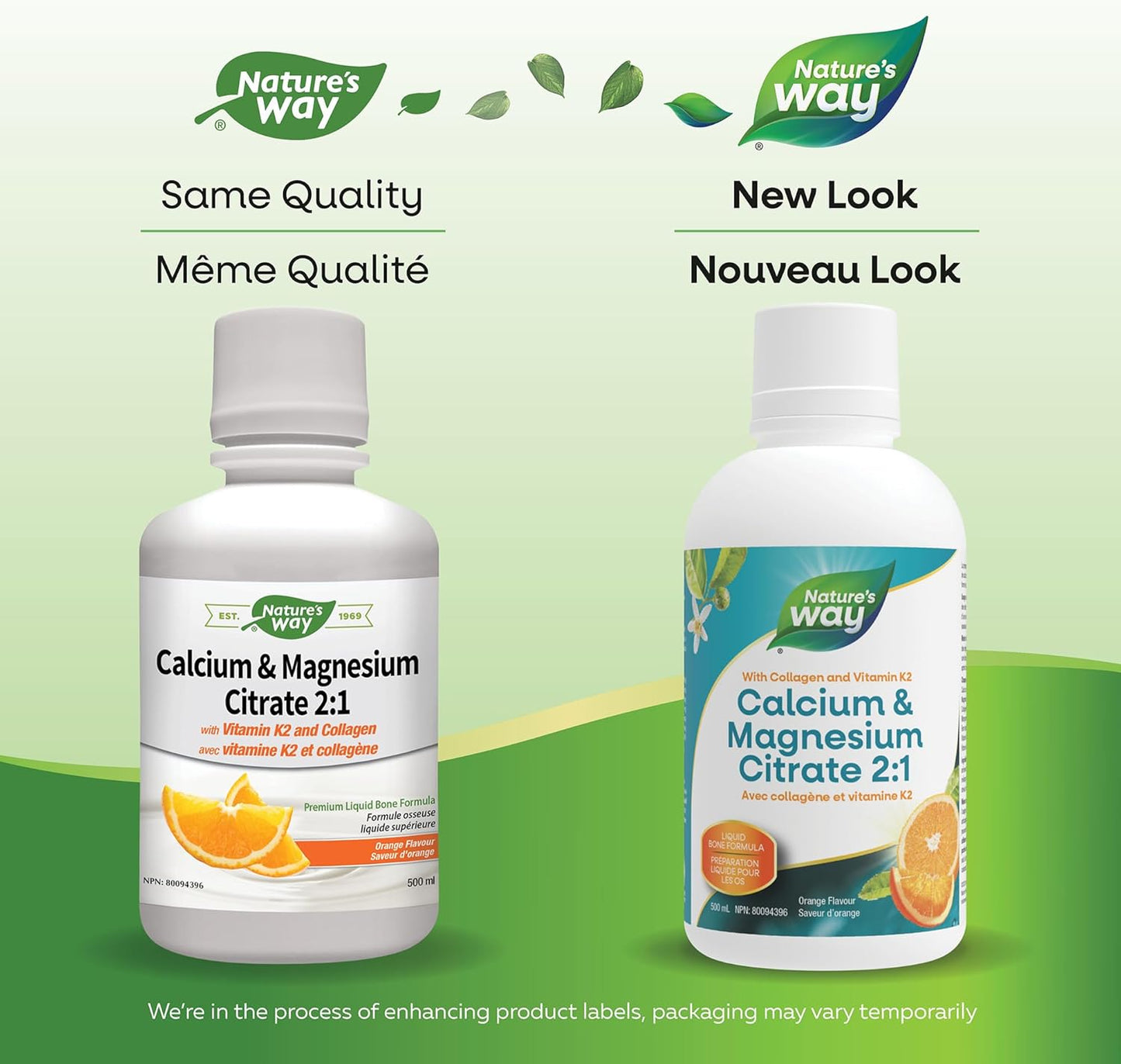 Nature's Way Calcium and Magnesium Citrate 2:1 - Liquid Supplement with Vitamin K2 and Collagen & Calcium and Magnesium Citrate 2:1 - Liquid Supplement with Vitamin D3, Vitamin K2 and Collagen