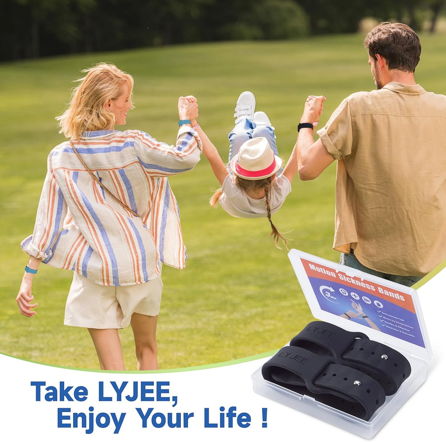 LYJEE 晕车带 可调节指压式恶心腕带 缓解孕妇晨吐(黑色)