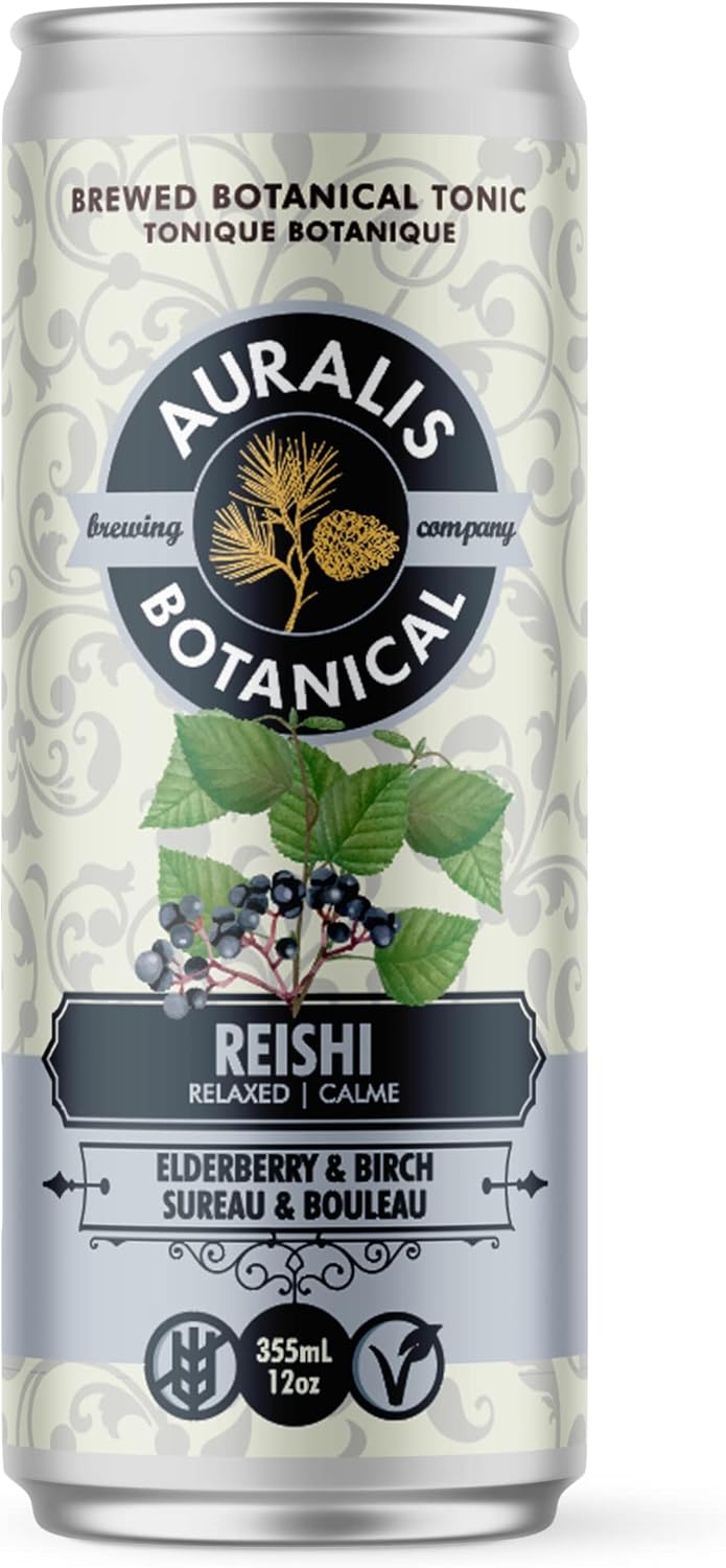 Auralis 植物滋补品,含灵芝、接骨木和桦木(4 包)采用真正的功能性蘑菇精酿而成 | 富含维生素和矿物质 | 不含糖或甜味剂 | 零碳水化合物和无麸质 | 由...制成……