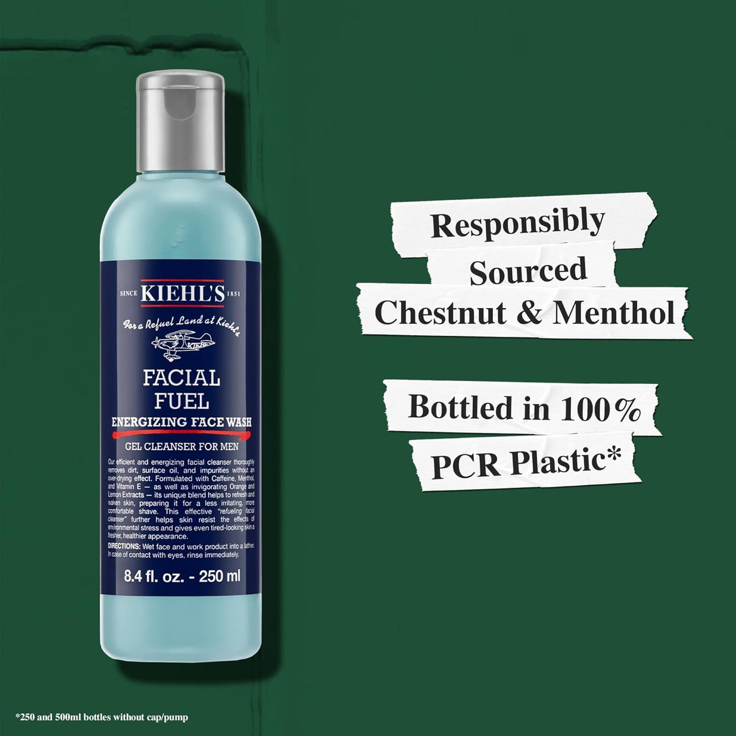 Kiehl's Facial Fuel 潔面乳,清爽活力男士凝膠潔面乳,含咖啡因、維生素 E 和薄荷醇,不乾燥配方,滋潤肌膚,有效疏通毛孔