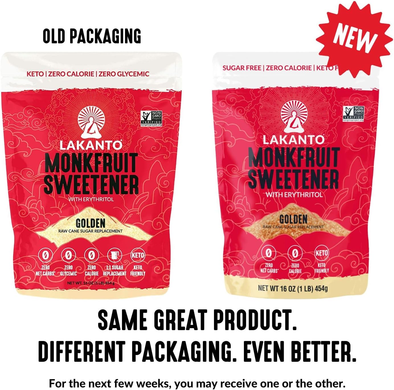 Lakanto - Monkfruit Sweetener Golden - 1 lb (Packaging May Vary)