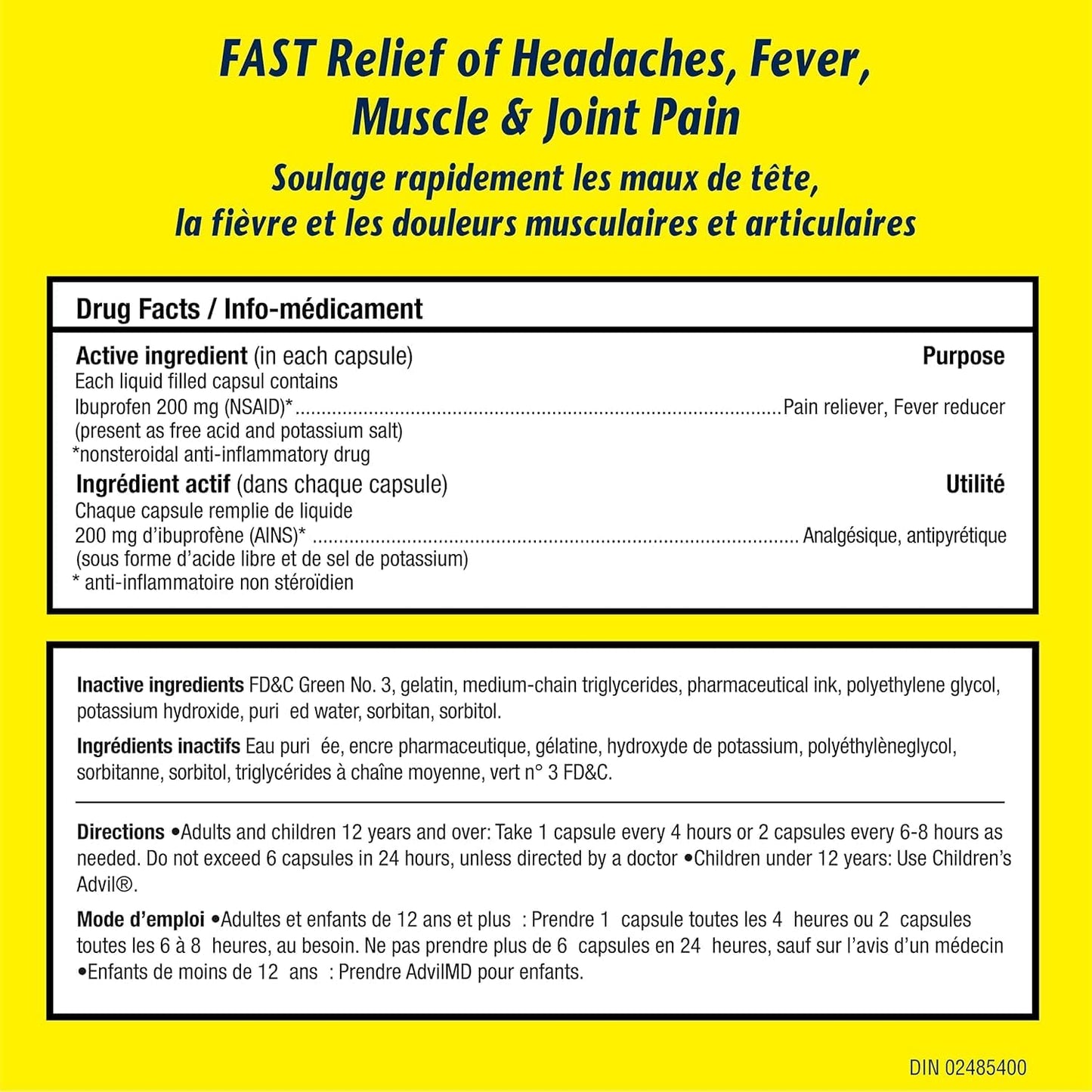 Advil Regular Strength Ibuprofen Pain Relief Mini-Gels Capsules, Fast Acting Pain Relief for Migraine, Back, Neck, Joint, and Muscle Relief, 200mg (70 capsules)