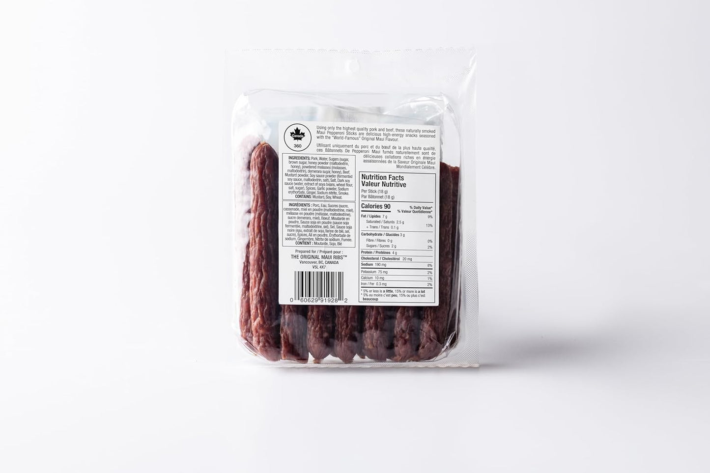 原装毛伊岛意大利辣香肠 8 包。250 克 X 8 袋(纸板盒)100% 加拿大制造