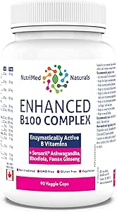 Nutrimed Naturals - 强化 B100 复合物,90 粒胶囊,30 天用量 - 维生素 B 补充剂 - 骨骼健康、牙齿健康、牙龈健康和软骨修复 - 经第三方测试 - 加拿大配制和制造
