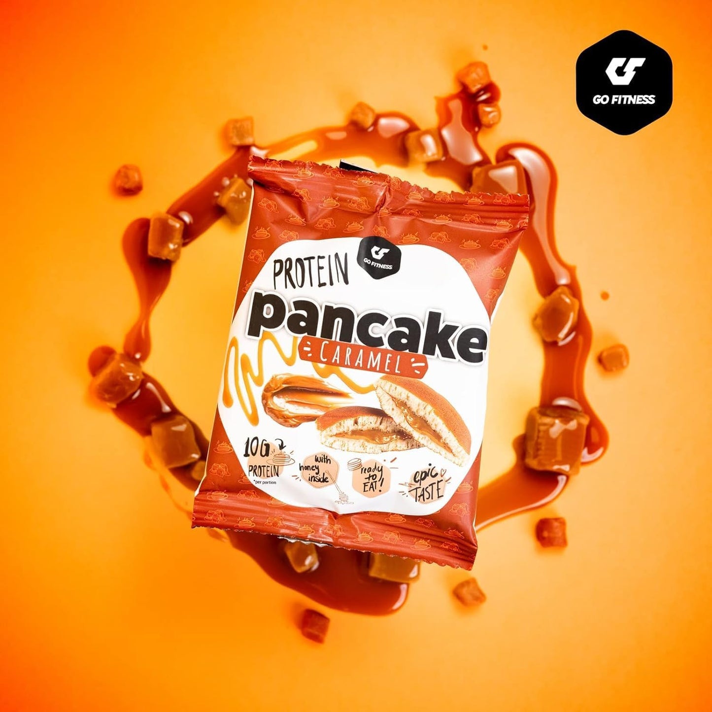 Go Fitness 12 Protein Pancakes - Caramel High Protein Snack, Freshly Baked & Extremely Delicious 12 x 50 g