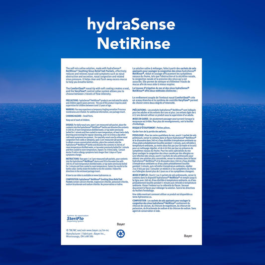 HydraSense NetiRinse 二合一鼻腔和鼻窦冲洗套装,有助于减轻和缓解鼻腔和鼻窦症状,60 片(1 包)