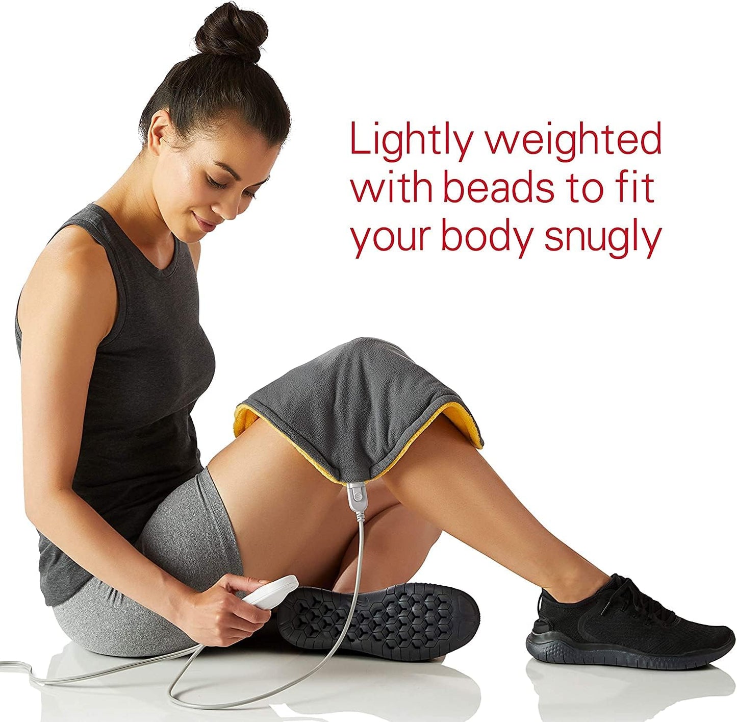 Sunbeam ConformHeat 加熱墊,用於緩解背部、頸部和肩部疼痛,灰色/黃色 - 3 種加熱設置,自動關閉