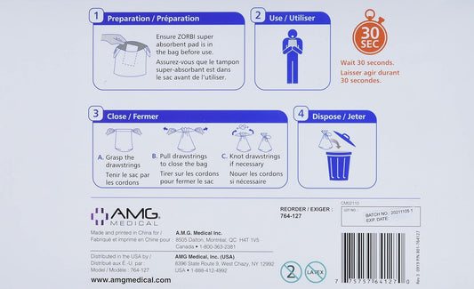 Zorbi 可生物降解呕吐袋,带超强吸收垫,白色,20 个