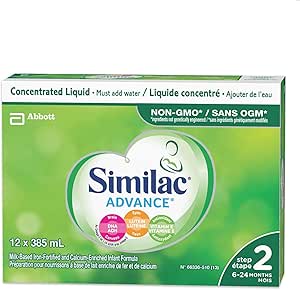 Similac Advance Step 2 Non-GMO Baby Formula, Concentrated Liquid, 12 x 385 mL, 6-24 Months