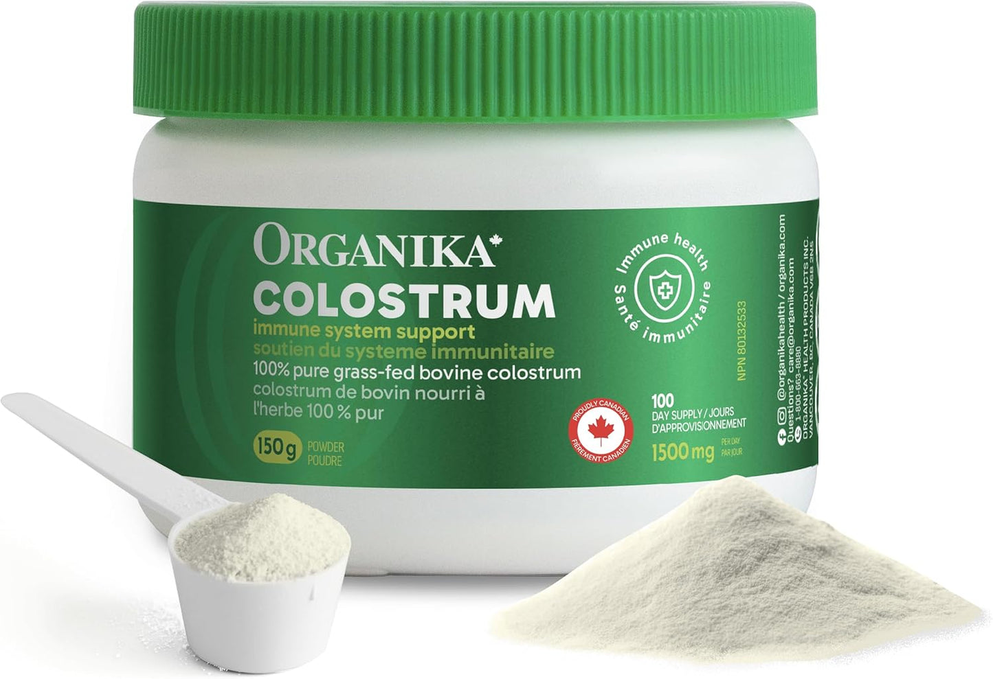 Organika 加拿大製造初乳(牛)- 免疫支持,草飼 - 150克