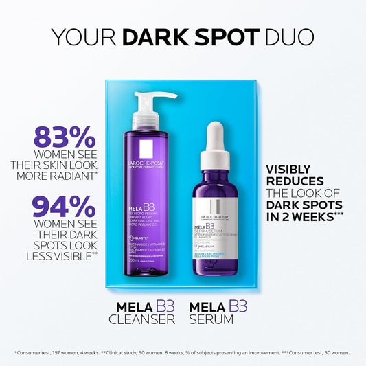 La Roche-Posay Mela B3 Face Wash, Mela B3 Face Serum & BUNDLE, Anti-Aging Micro-Peeling Face Cleanser & Mela B3 Serum with Niacinamide & Melasyl, Dermatologist Recommended, 200mL