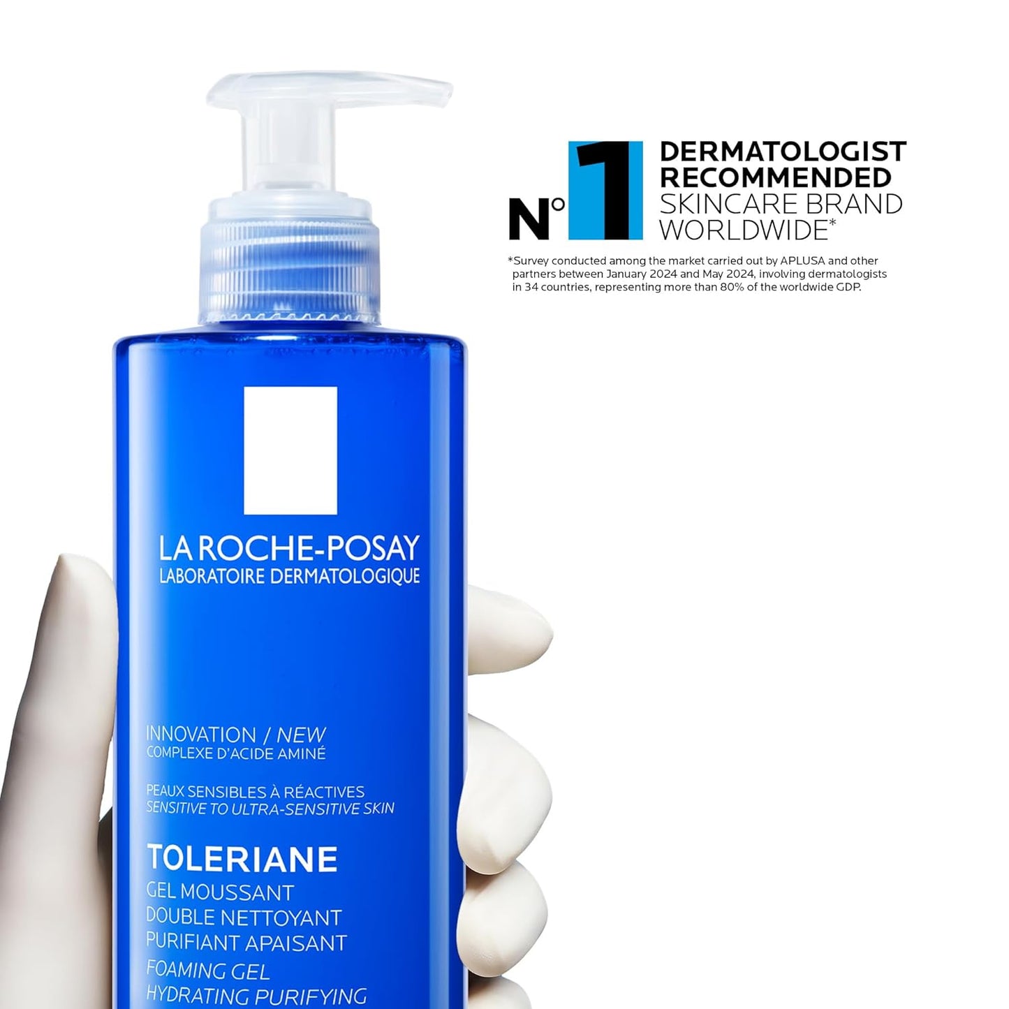 La Roche-Posay Face Wash with Glycerin, Toleriane Purifying Foaming Double Cleansing Gel, Face Wash for Sensitive to Ultra-Sensitive Skin, Fragrance Free, Paraben Free, Oil Free, 400mL