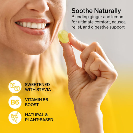 Lemon Ginger Candy for Nausea Pregnancy by LoveNoobs™, Anti Nausea Pregnancy, Candy for Morning Sickness, Lemon Drops for Motion Sickness, Sugar-Free, B6