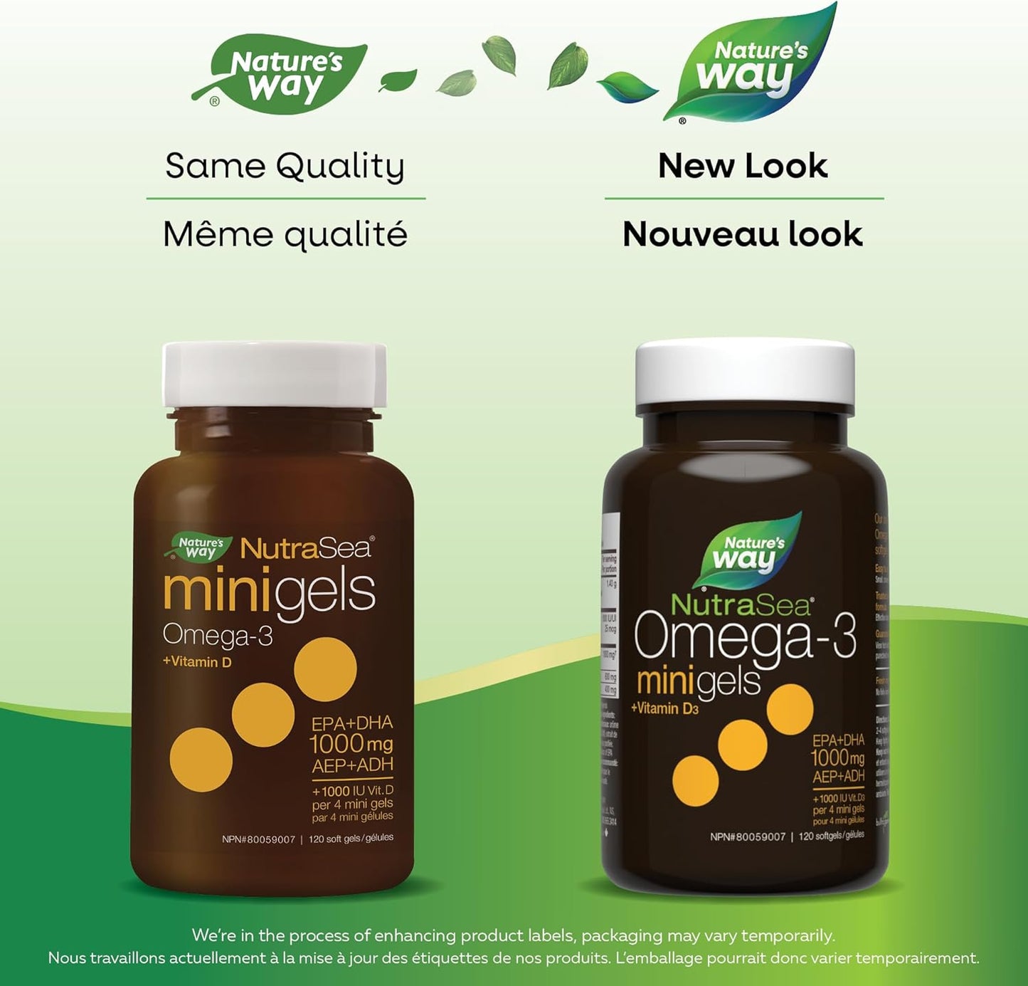 Nature's Way NutraSea Plus 維生素 D 迷你凝膠 - 1000 毫克 EPA 和 DHA,1000 IU 維生素 D3 - 支持健康的心臟和大腦,幫助強健骨骼和牙齒,幫助支持免疫系統 - 清新薄荷味健康補充劑…