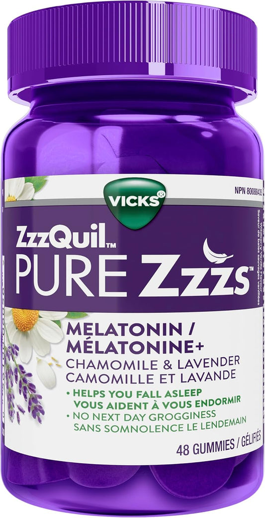 Vicks ZzzQuil PURE Zzzs 褪黑素助眠軟糖,48 粒