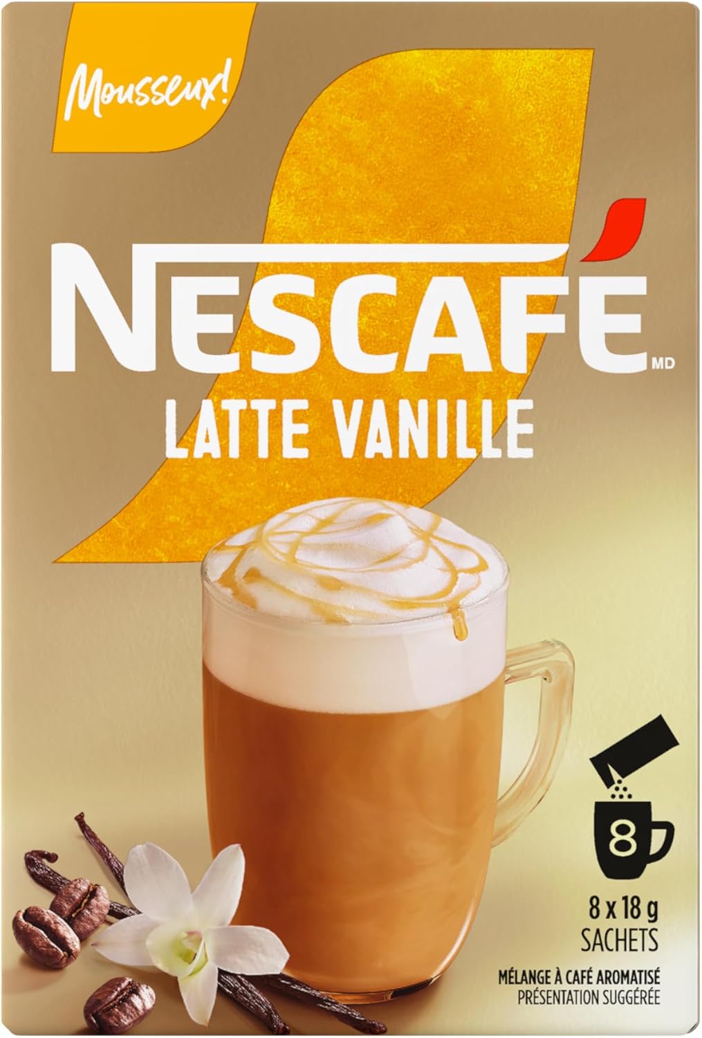 雀巢金牌香草拿铁速溶咖啡,48 袋,8 包(6 包)