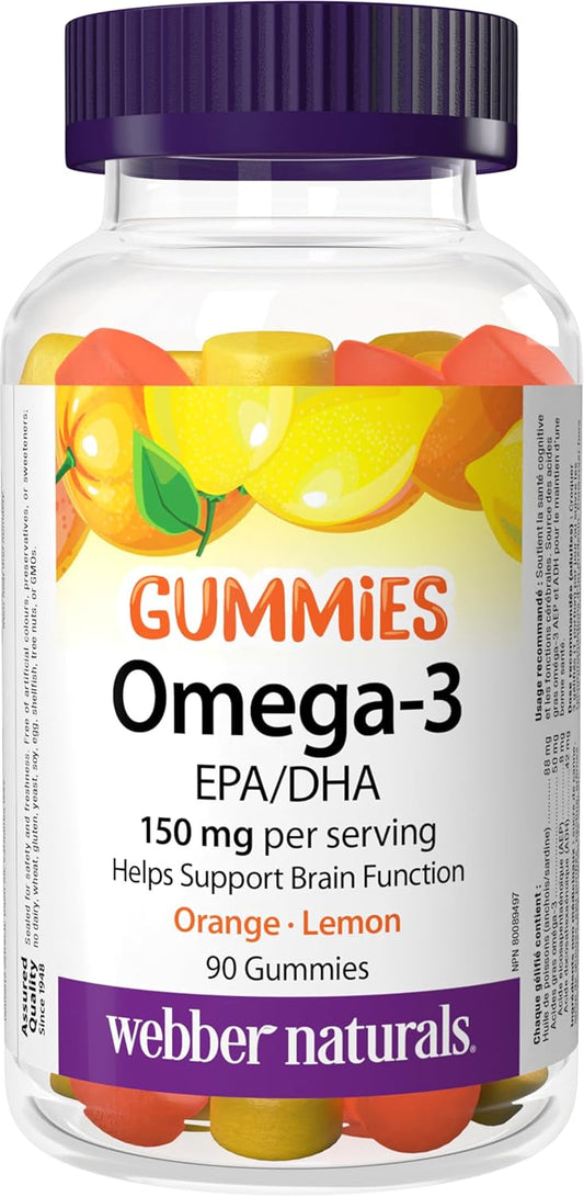 Webber Naturals Omega-3 软糖,90 粒,有助于维持大脑健康