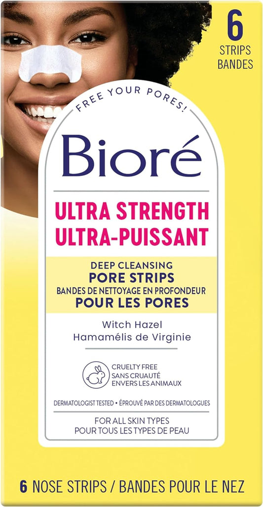 Bioré Ultra Deep Cleansing Pore Strips for Instant Pore Unclogging and Blackhead Removal (6 Count)