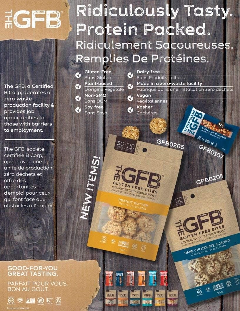 無麩質棒 GFB 蛋白質塊,無麩質,非基因,花生醬,113 克