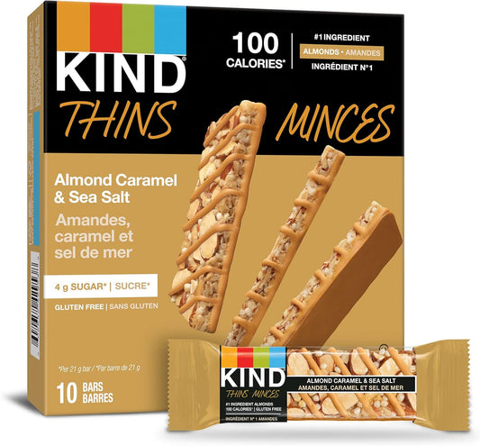 KIND THINS Almond Caramel & Sea Salt, Gluten Free Bars, 21g Bar (60 Count)