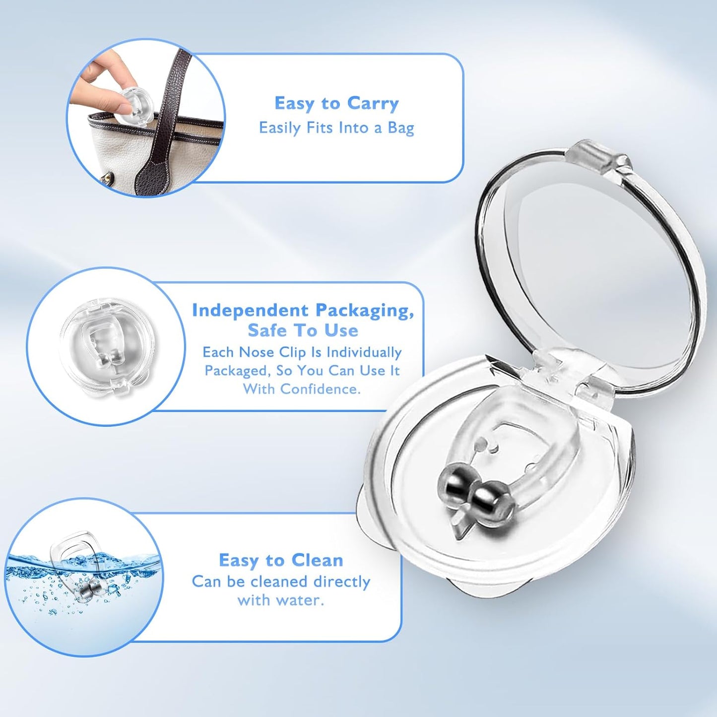 防打鼾装置,硅胶磁性防打鼾鼻夹,可调节磁铁的打鼾鼻夹