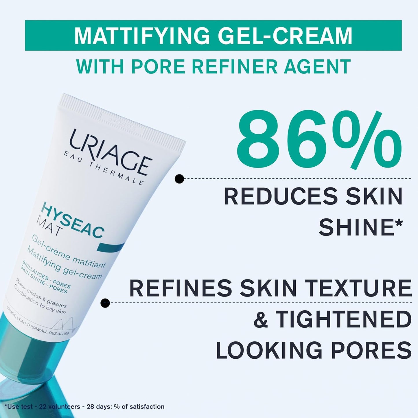 Uriage Hyséac Mat - Mattifying Face Cream For Skin Shine & Pores - Fresh Gel-Cream Texture Ideal For Makeup Base - Combination To Oily Skin - 40ml