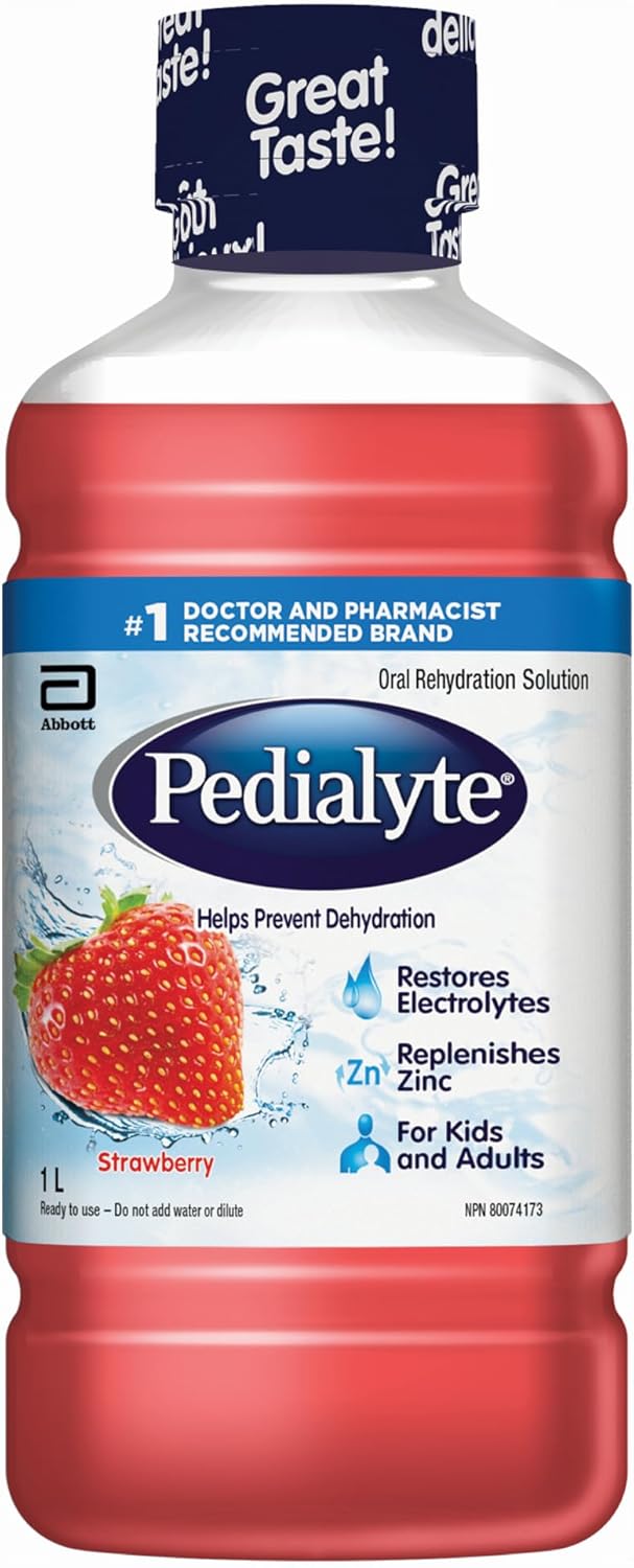 Pedialyte Electrolyte Oral Rehydration Solution, Strawberry, 1-L Bottle