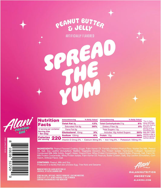 Alani Nu Protein Bar - Peanut Butter & Jelly 46g x 12