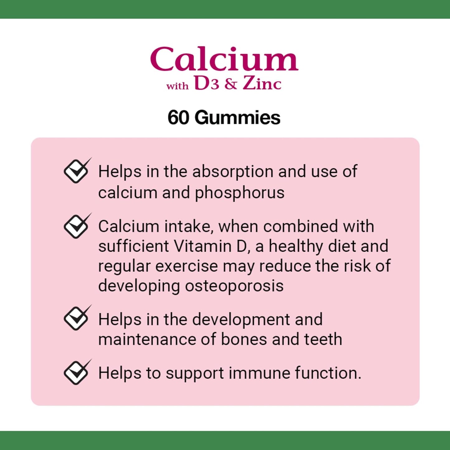 NATURE'S BOUNTY Calcium With D3 & Zinc, Helps Absorption Of Calcium & Phosphorus, May Help to Reduce Osteoporosis Risk, Aids Development Of Bones & Teeth, Helps to Support Immune Function, Gummies, 300 g