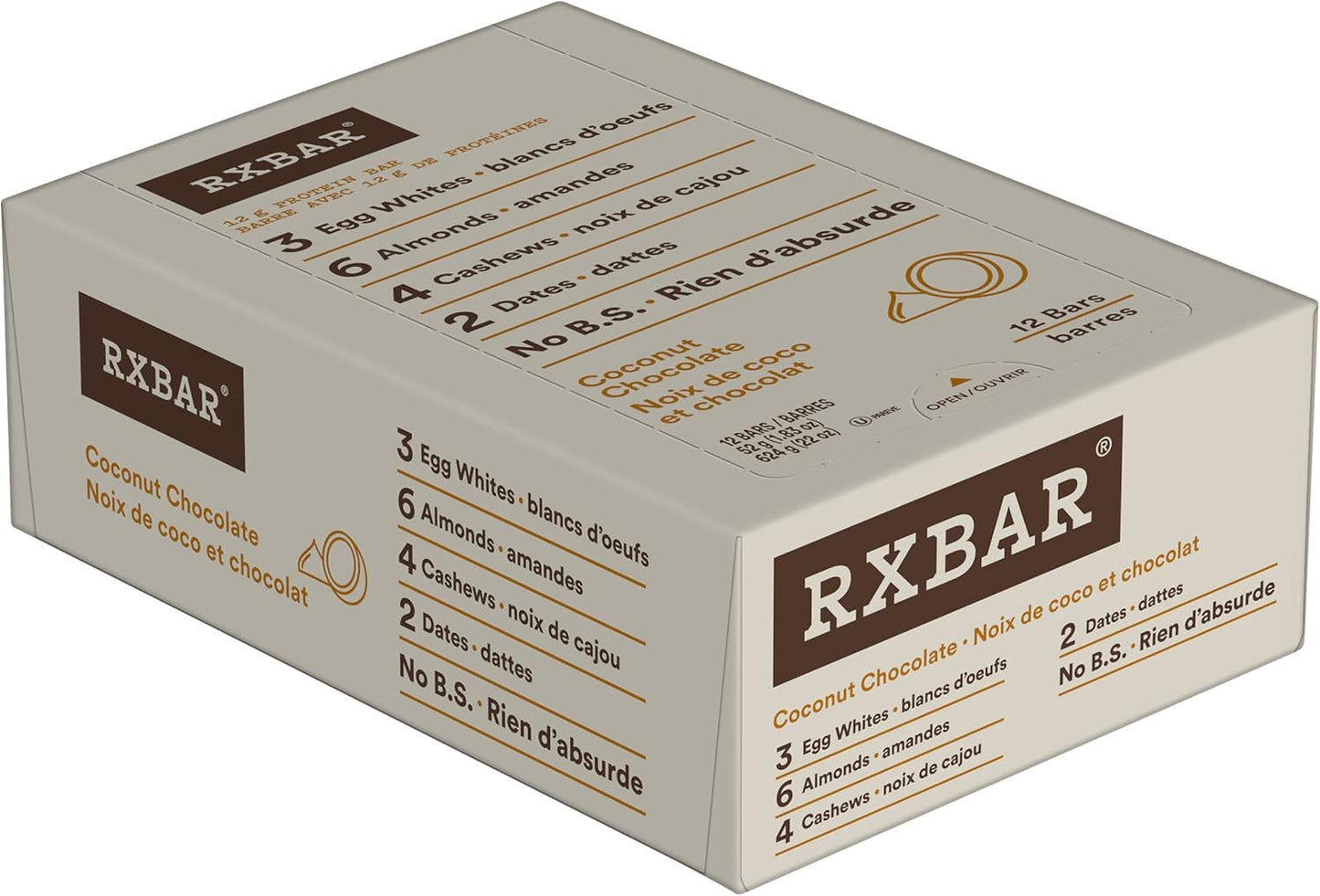 RXBAR Vanilla Almond Protein Bar 12 x 52 g & Protein Bar Coconut Chocolate 12x52g (Pack of 12)