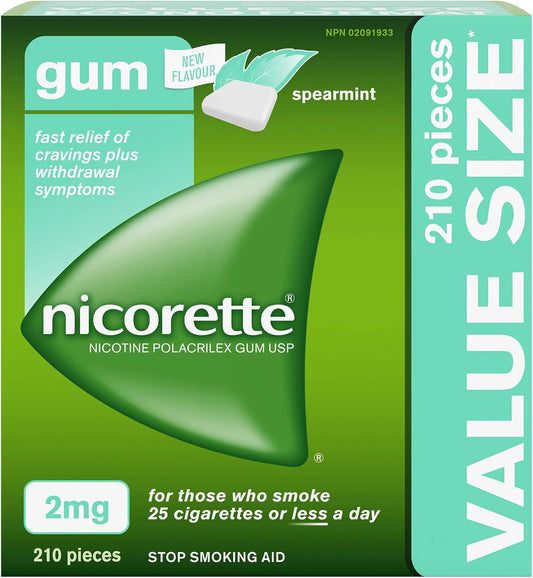 尼古丁口香糖,2 毫克 + 4 毫克尼古丁戒烟辅助剂 | 留兰香 + 极致冰镇薄荷 | 每包 210 粒